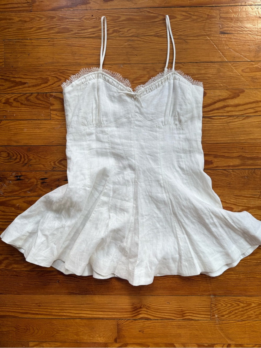 Loveshackfancy Linen Coquette Mini Dress w. Cotton lining
